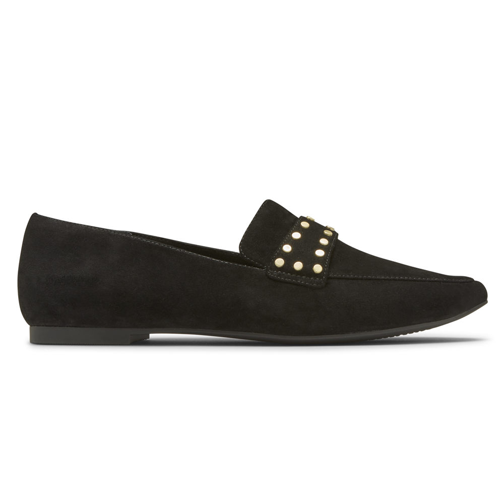 Rockport Loafers For Womens Black - Total Motion Laylani Studded - JL7318026